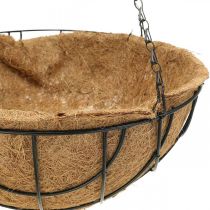 Växtskål för upphängning, hängande korg kokosfibrer, metall natur, svart H16,5cm Ø35cm