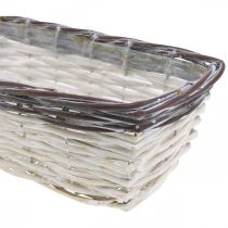 Dekorkorg vit, brun växtkruka tvåfärgad 32×13,5×9,5cm