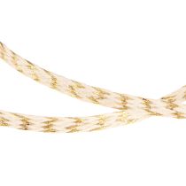 Artikel Sladd bomull guld och grädde bomullsband 7mm 15m