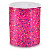 Curlingband presentband rosa med prickar 10mm 250m
