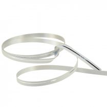 Artikel Curlingband presentband vitt med silverränder 10mm 250m