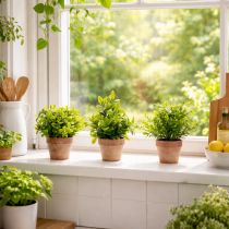 Artikel Konstgjord växt i blomkruka med realistisk textur för inomhusbruk och dekoration, 18 cm, 3 stycken