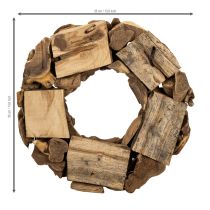 Artikel Dekorativ krans av naturliga träbitar, rund, 35 cm
