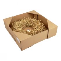 Artikel Boho dekorativ krans, dekorativ krans av lin, naturlig krans, torr, Ø28 cm