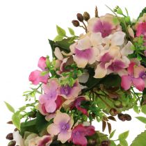 Blomkrans med hortensior och bär rosa Ø30cm