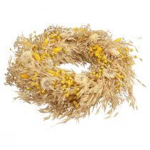 Dekorativ krans havrekrans naturlig krans halmblommor gul Ø29cm
