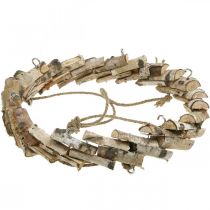 Artikel Träkrans för upphängning med krok av björkträ Ø35cm - Naturlig dekoration för våren, makramé, blommor och örter