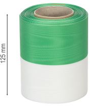 Artikel Moiré-kransband 125 mm x 25 m i grönt och vitt, taftvävt band, nationalband, dekorativt band
