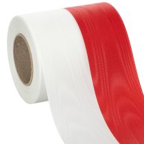 Artikel Moiré vitröda kransband 100 mm