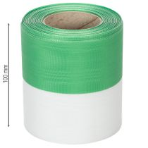 Artikel Grönt och vitt moiréband med krans, 100 mm x 25 m - nationellt band, taftband, rosettband, dekorativt band