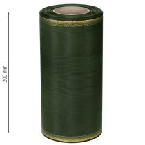 Artikel Moiré kransband 200mm mörkgrönt med pärlkant och taftväv - dekorativt band för fester och begravningsblomster, 25m