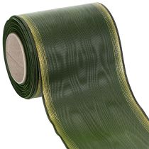 Artikel Kransband moiré mörkgrönt 100mm dekorativt band taftband
