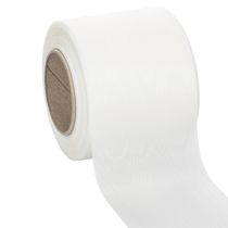 Artikel Vitt kransband, hög kvalitet, 75 mm x 25 m - dekorativt band för blomsterhandel och begravningsceremonier, perfekt för tryck.