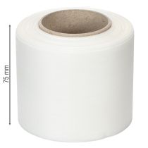 Artikel Vitt kransband, hög kvalitet, 75 mm x 25 m - dekorativt band för blomsterhandel och begravningsceremonier, perfekt för tryck.