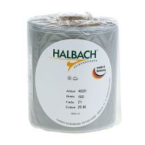 Artikel Satinband för kransar, silverfärgat, 100 mm brett, 25 m långt, för begravningskransar, minneskransar och jubileer, väderbeständigt och komposterbart