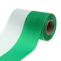 Artikel Kransband moiré grön-vit 150mm 25m