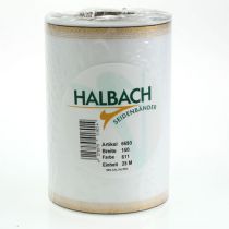 Artikel Elegant moiré-kransband med guldkant, bröllopsdekoration, sorgband, vitt 150 mm x 25 m