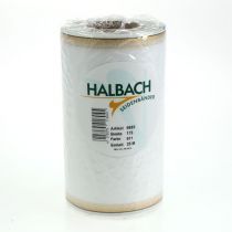 Artikel Vitt moiréband med guldpärlkant, 175 mm - Elegant band för dekoration och blomsterdekoration