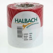 Artikel Moiré vitröda kransband 100 mm