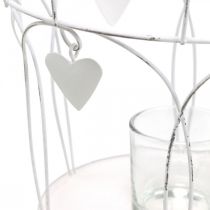 Artikel Krona med hjärtdekor, värmeljushållare, shabby chic vit Ø19cm H28,5cm