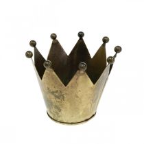 Crown metall antik look värmeljushållare i mässing Ø10cm H8cm