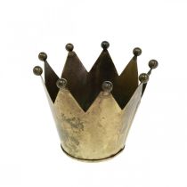 Artikel Crown metall antik look värmeljushållare i mässing Ø10cm H8cm