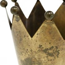 Artikel Crown metall antik look värmeljushållare i mässing Ø10cm H8cm