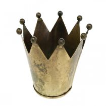 Crown värmeljushållare metall antik mässing utseende Ø12,5cm H11,5cm