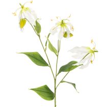 Artikel Konstgjord Gloriosa-blomma, vit och gul, elegant blommande gren för dekoration, 80 cm, 3 stycken