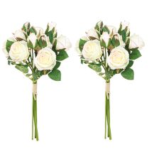 Artikel Konstgjorda Rosor Konstgjorda Blommor Bunch Cream 36cm 12st