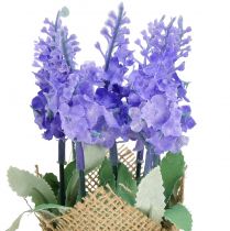 Artikel Konstgjord lavendel konstgjord blomma lavendel i jutepåse vit/lila/blå 17cm 5st