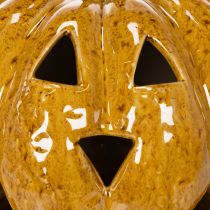 Artikel Keramisk pumpa med ansikte, LED-dekoration, Halloween, 19 cm