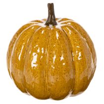 Artikel Keramisk pumpa med ansikte, LED-dekoration, Halloween, 19 cm