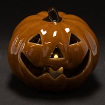 Artikel Keramisk pumpa LED Halloweendekoration liten 10cm