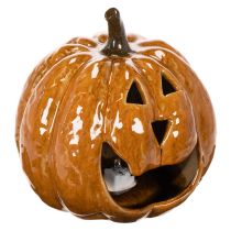Artikel Keramisk pumpa Halloween LED-dekoration 15 cm