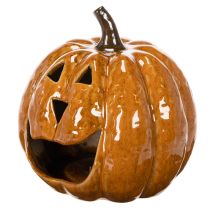 Artikel Keramisk pumpa Halloween LED-dekoration 15 cm