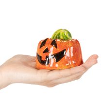 Artikel Dekorativ pumpafigur i keramik för höst och Halloween, 8 cm