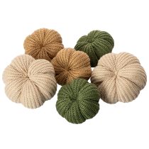 Artikel Dekorativa stickade pumpor, höstdekoration, 10 cm, 6 stycken