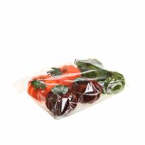 Artikel Minipumpa flockad orange, grön, röd Ø9cm 6 st