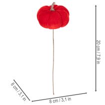 Artikel Dekorativ pumpa på tråd, höstdekoration, sammet, trefärgat set, 8 cm, 9 delar