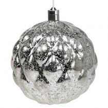Bollplast silver Ø20cm med 15er LED och batterier