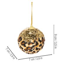 Artikel Julkulor leopardmönster med gyllene glitter 7 cm 3 st