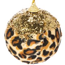 Artikel Julkulor leopardmönster med gyllene glitter 7 cm 3 st