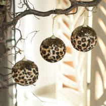 Artikel Julkulor leopardmönster med gyllene glitter 7 cm 3 st