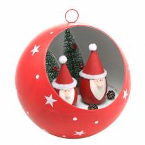 Julkula att hänga jultomtar och LED röd Ø20cm för batterier
