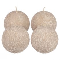 Bolljus 8 cm runda ljus beige snöbollsglitter 4 st