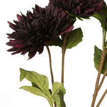 Artikel Konstgjord blomdahlia med 5 blommor i vinröd 105cm