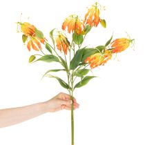 Artikel Konstgjord Gloriosa orange blomma med långa stjälkar för vaser 80cm 3st