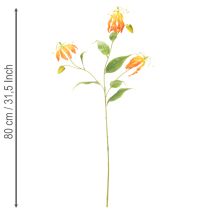 Artikel Konstgjord Gloriosa orange blomma med långa stjälkar för vaser 80cm 3st
