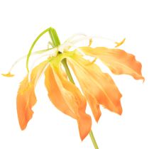 Artikel Konstgjord Gloriosa orange blomma med långa stjälkar för vaser 80cm 3st